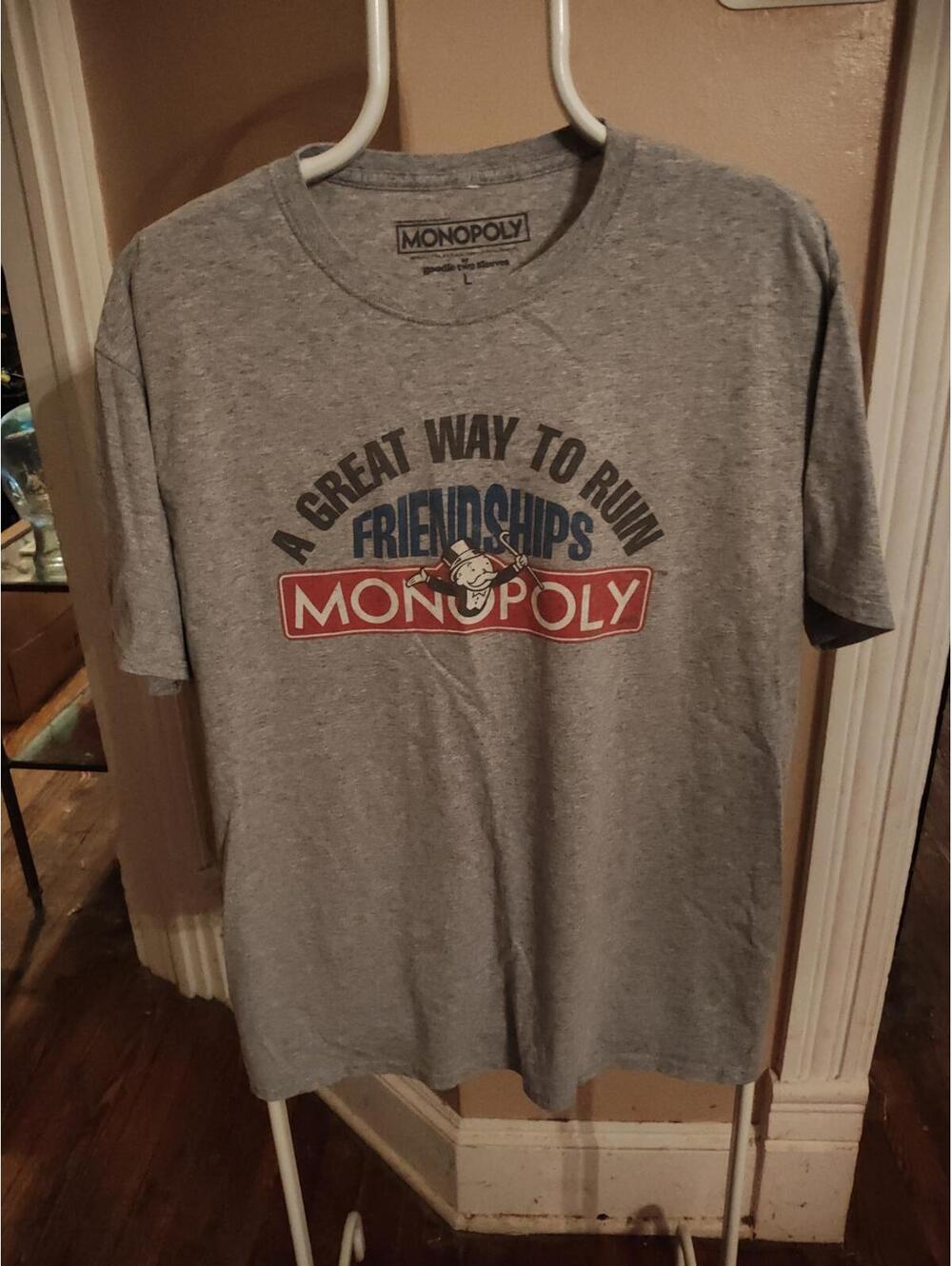 Monopoly t-Shirt "a great way to ruin friendships" L - EUC